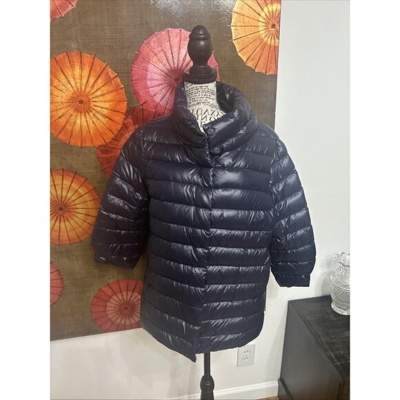 My Anorak Crop Sleeve Navy Down Puffer Jacket Chic Outerwear Bold Statement Sz S - Picture 1 of 6